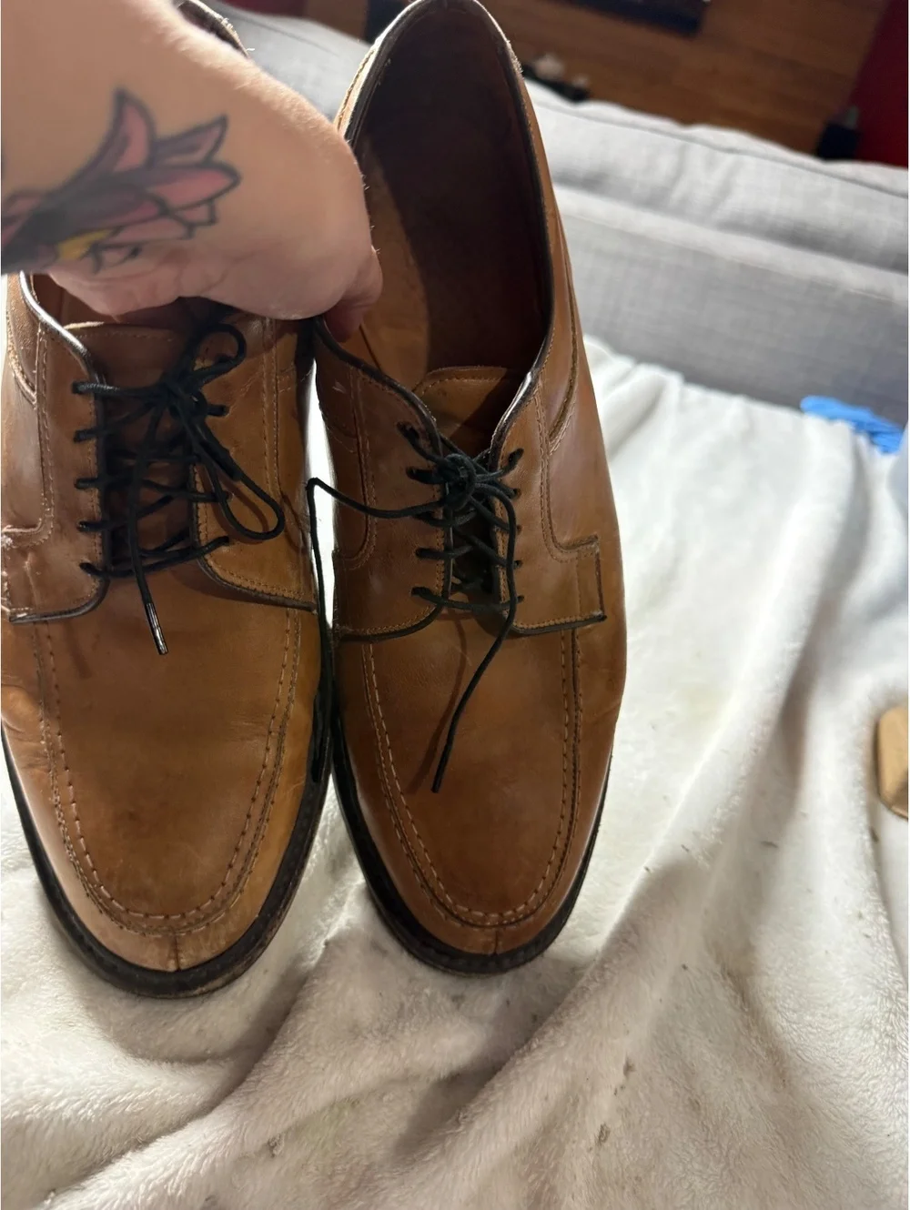 Allen Edmonds Men's Tan Leather Dress Shoes Size 10.5 D Classic Lace-Up